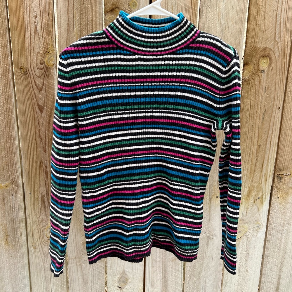 Studio Works Knitted Ribbed Stripped Turtleneck